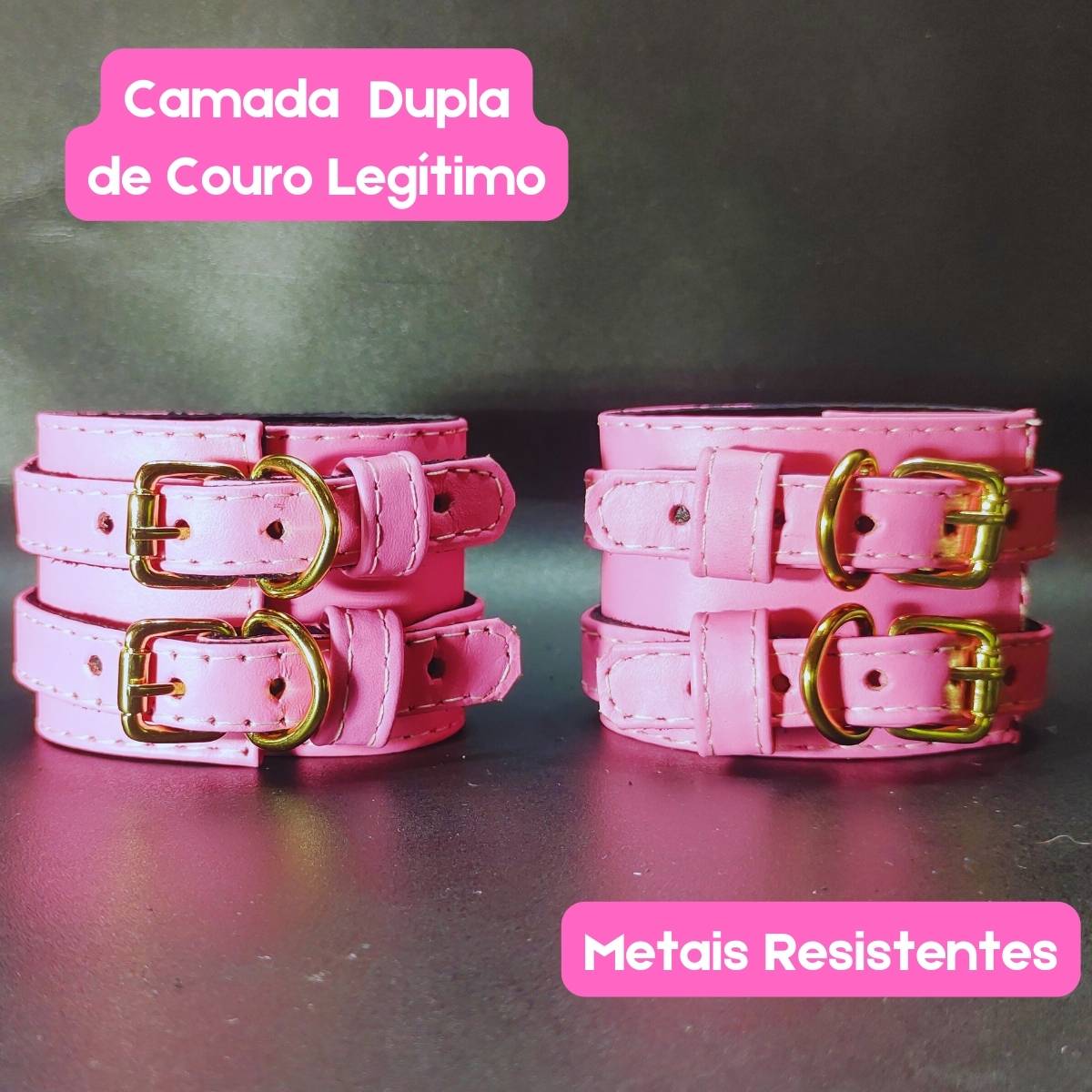 Algemas Sexuais Couro Rosa 
