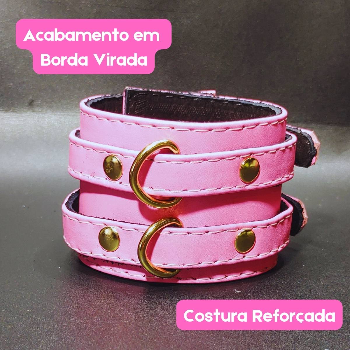 Algemas Sexuais Couro Rosa 