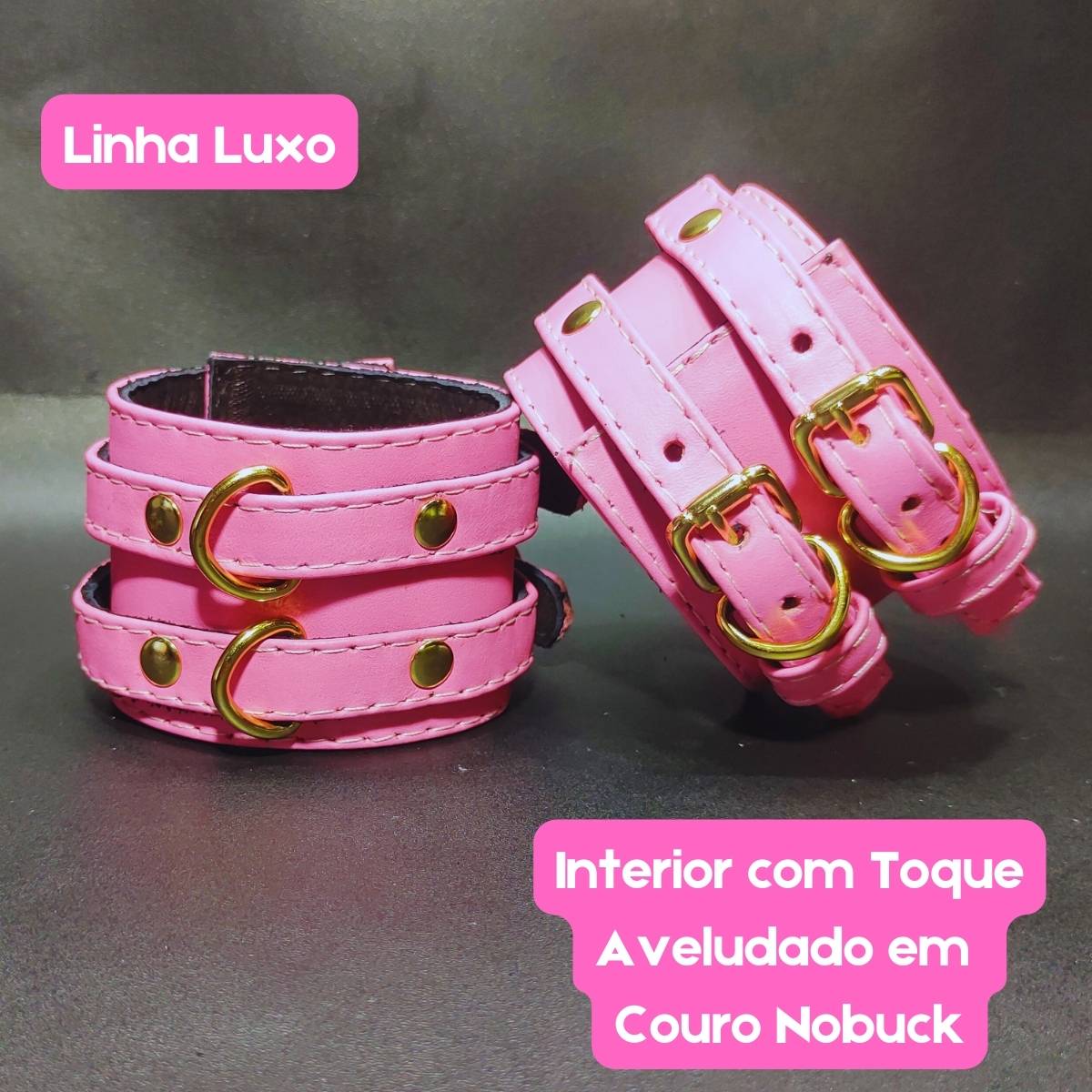 Algemas Sexuais Couro Rosa 