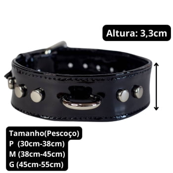 Choker de Couro Preto Verniz "Paradise"