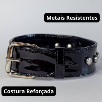 Choker de Couro Preto Verniz "Paradise"