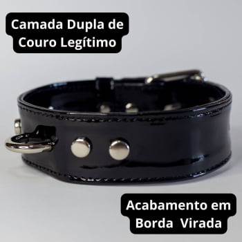 Choker de Couro Preto Verniz "Paradise"