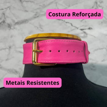 Choker de Couro Rosa "Paradise"