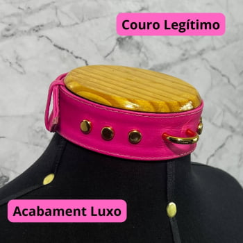 Choker de Couro Rosa "Paradise"