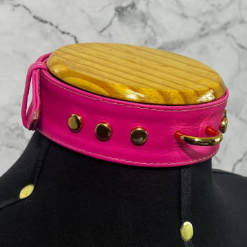 Choker de Couro Rosa "Paradise"