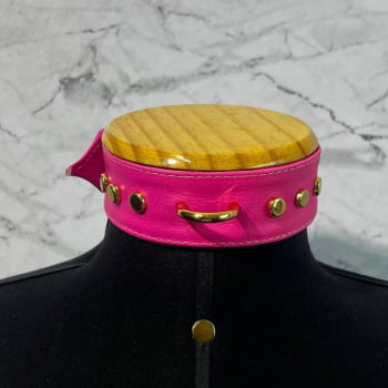 Choker de Couro Rosa "Paradise"