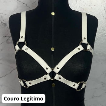 Harness Bra Feminino de Peito Couro Branco