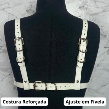 Harness Bra Feminino de Peito Couro Branco