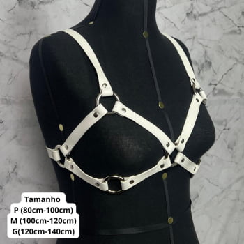 Harness Bra Feminino de Peito Couro Branco