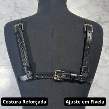 Harness Bra Feminino de Peito Couro Preto