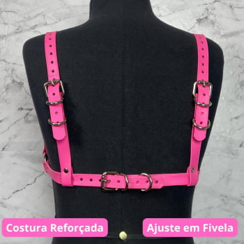 Harness Bra Feminino de Peito Couro Rosa