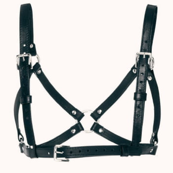 Harness Feminino de Peito Couro Preto