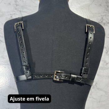 Harness Feminino de Peito Couro Preto