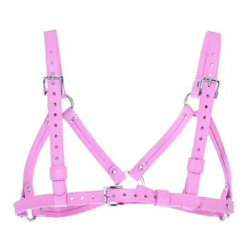 Harness Feminino de Peito Couro Rosa