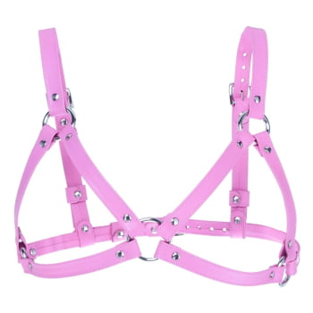 Harness Feminino de Peito Couro Rosa