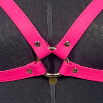 Harness Feminino de Peito Couro Rosa