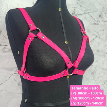 Harness Feminino de Peito Couro Rosa