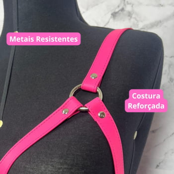 Harness Feminino de Peito Couro Rosa