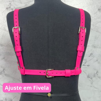 Harness Feminino de Peito Couro Rosa