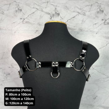 Harness Masculino Couro Preto Verniz