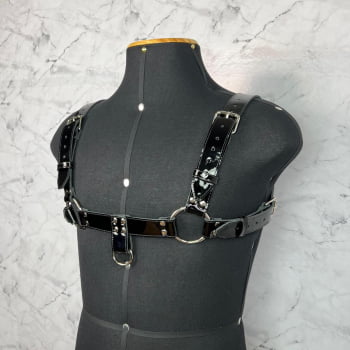 Harness Masculino Couro Preto Verniz