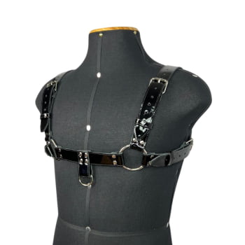 Harness Masculino Couro Preto Verniz