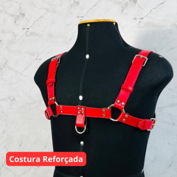 Harness Masculino Couro Vermelho