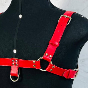 Harness Masculino Couro Vermelho