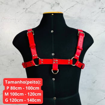 Harness Masculino Couro Vermelho