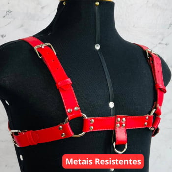 Harness Masculino Couro Vermelho