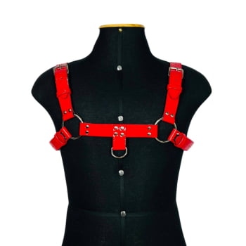 Harness Masculino Couro Vermelho Vinil